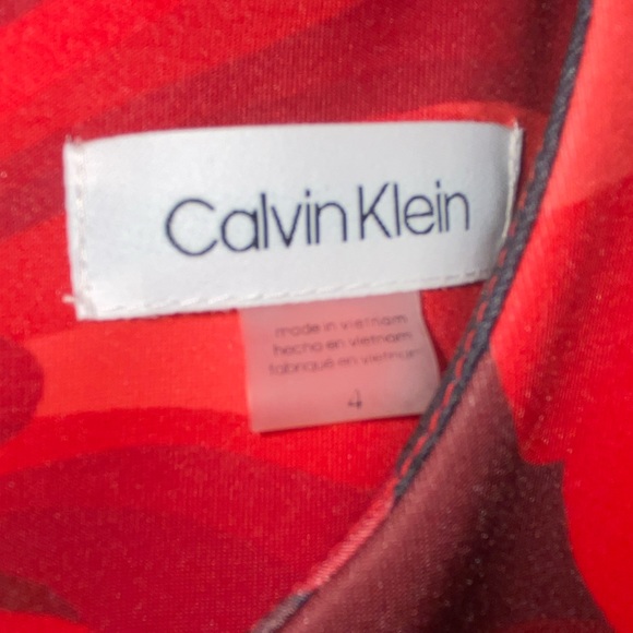 NWT Calvin Klein Red Floral Sleeveless Dress - Picture 3 of 4